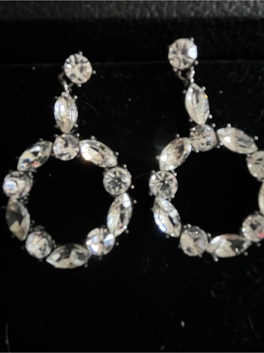 Crystal Drop Earrings - Silver Clear Sparkle-costume